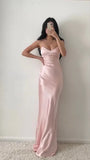 Spaghetti Straps Pink Prom Dress With Cross HZ0307
