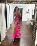 Spaghetti Straps Prom Dresses Sequin Leopard Long Party Dress, HZ0307
