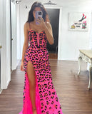 Spaghetti Straps Prom Dresses Sequin Leopard Long Party Dress, HZ0307