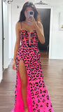 Spaghetti Straps Prom Dresses Sequin Leopard Long Party Dress, HZ0307