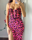 Spaghetti Straps Prom Dresses Sequin Leopard Long Party Dress, HZ0307