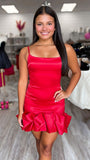Spaghetti Straps Red Homecoming Dresses Tight Cocktail HZ0307