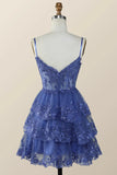 Spaghetti Straps Ruffle Lace Sequin Homecoming HZ0307