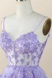 Spaghetti Straps Ruffle Lace Sequin Homecoming HZ0307