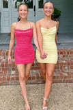 Spaghetti Straps Tight Homecoming Dress Ruched Party Dress, HZ0307