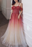 Spaghetti Straps A-line Red Tulle Party HZ0307