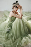 Spaghetti Straps A-line Sage Green Long Formal HZ0307