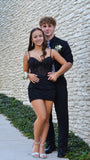 Spaghetti Straps Black Applique Mini Homecoming HZ0307