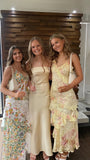 Spaghetti Straps Floral Lace Ruffle Prom Dress, HZ0307