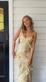 Spaghetti Straps Floral Lace Ruffle Prom Dress, HZ0307