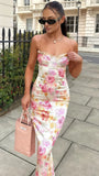 Spaghetti Straps Floral Sheath Party Dress, Floor Length Prom HZ0307