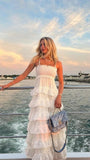 Spaghetti Straps Lace Prom Dresses Ruffle Evening Gown, HZ0307