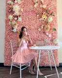 Spaghetti Straps Pink A-Line Homecoming Dresses, HZ0307