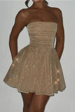 Sparkle A-Line Homecoming Dresses Sleeveless Mini Party Gown, HZ0307