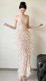 Sparkle Appliques Sheath Prom Dresses Tassel Night Dance HZ0307