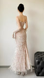 Sparkle Appliques Sheath Prom Dresses Tassel Night Dance HZ0307