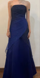 Sparkle Black Blue Prom Dresses Gradient Color Evening Dresses Strapless Chiffon Party HZ0307