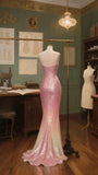 Sparkle Gradient Color Sweetheart Mermaid Prom HZ0307