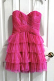 Sparkle Hot Pink Tulle Homecoming Dresses Sweetheart Celebrity Dress, HZ0307