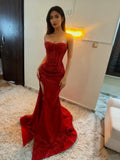 Sparkle Mermaid Sequined Prom Dresses Red Slit Formal Party HZ0307