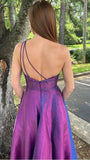 Sparkle One Shoulder Beaded A-line Evening Prom HZ0307