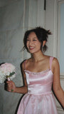 Sparkle Pink Organza A-Line Prom Dresses, Floor Length Evening Party HZ0307