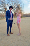 Floral Print Homecoming Dress - Strapless Mini Party Dress for Spring Fling & HZ0307