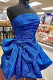 Strapless A-Line Bowknot Homecoming Dresses Sleeveless Mini Graduation Dress, HZ0307