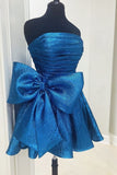 Strapless A-Line Bowknot Homecoming Dresses Sleeveless Mini Graduation Dress, HZ0307