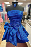 Strapless A-Line Bowknot Homecoming Dresses Sleeveless Mini Graduation Dress, HZ0307
