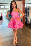 Strapless A-Line Bowknot Homecoming Dresses, HZ0307