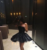 Strapless Black Sequin Homecoming Dress Mini Party HZ0307