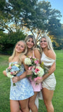 Strapless Bodycon Floral Dress, Girl Short Homecoming Dress, Birthday Dress, HZ0307