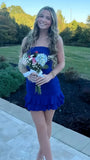 Strapless Bodycon Homecoming Dresses Pleated Mini Party HZ0307