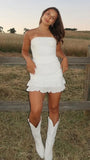 Strapless Bodycon Homecoming Dresses Pleated Mini Party HZ0307