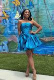 Strapless Bowknot Homecoming Dresses A-Line Hot Pink Mini Graduation Dress, HZ0307