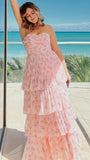 Strapless Chiffon Ruffle Prom Dress, Sleeveless Long Evening Party Gown, HZ0307