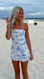 Strapless Floral Bodycon Homecoming Dresses Short Dress HZ0307