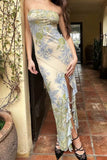 Strapless Floral Bodycon Party Dress, HZ0307