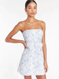 Strapless Floral Short Homecoming Dresses With Zipper Back, HZ0307