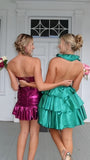 Strapless Fuchsia Pleated Homecoming Dresses Mini Prom Dresses, HZ0307