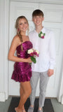 Strapless Fuchsia Pleated Homecoming Dresses Mini Prom Dresses, HZ0307