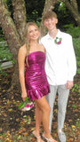 Strapless Fuchsia Pleated Homecoming Dresses Mini Prom Dresses, HZ0307