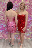 Strapless Glass Mirror Bodycon Homecoming Dresses, HZ0307