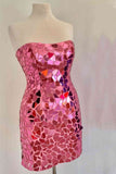 Strapless Glass Mirror Bodycon Homecoming Dresses, HZ0307