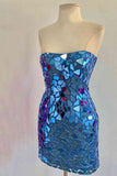 Strapless Glass Mirror Bodycon Homecoming Dresses, HZ0307