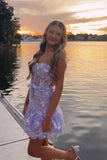 Strapless Lace Homecoming Dresses Floral Mini Cocktail Dress, HZ0307