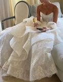 Strapless Lace Wedding Ball Gown Ruffle Bridal HZ0307