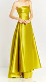 Strapless Lemon Yellow Satin Party Dress, Long Prom Dresses For Women, HZ0307