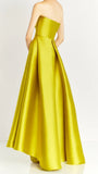 Strapless Lemon Yellow Satin Party Dress, Long Prom Dresses For Women, HZ0307